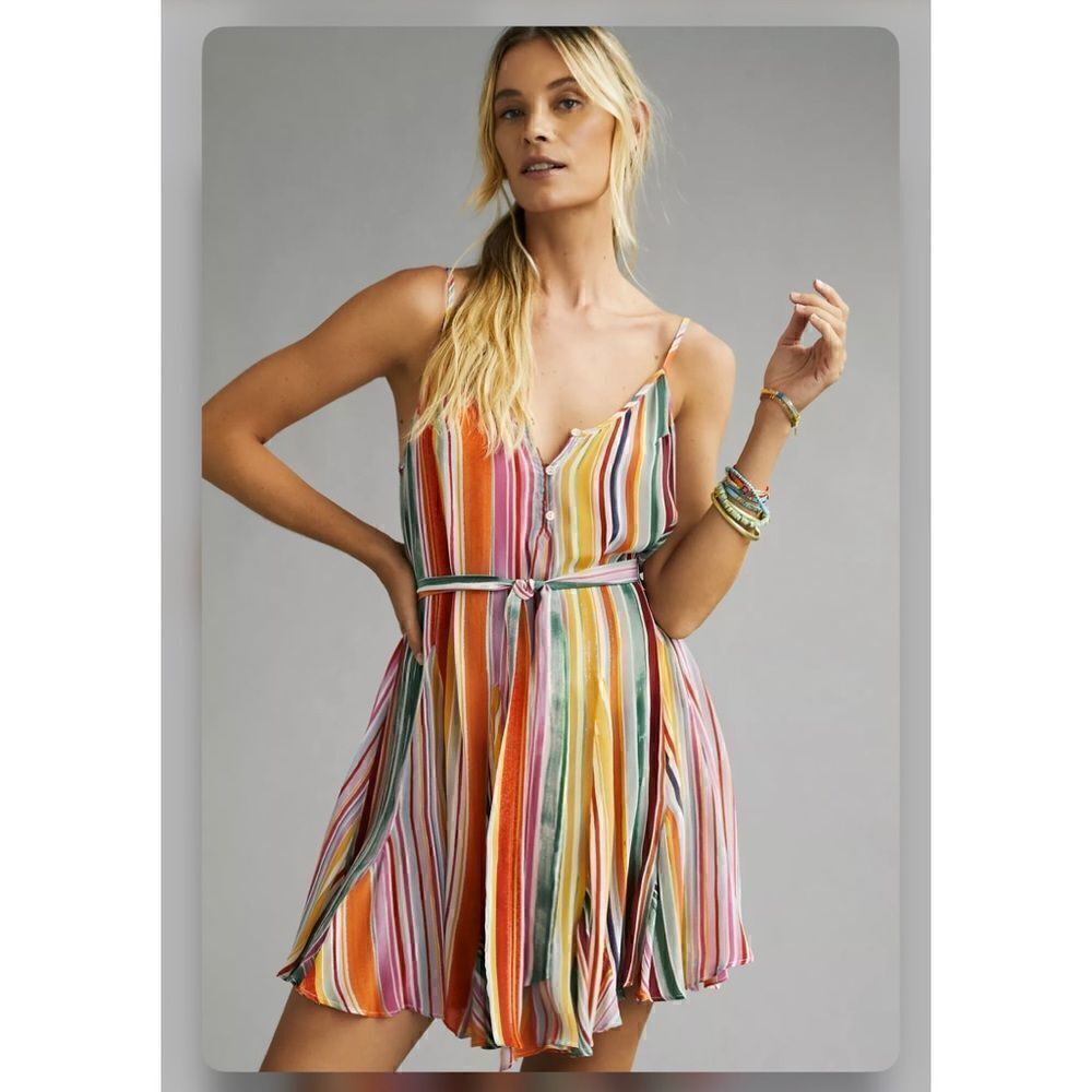 Anthropologie x Velvet by Graham & Spencer Striped Mini Dress Size Large - Picture 1 of 3